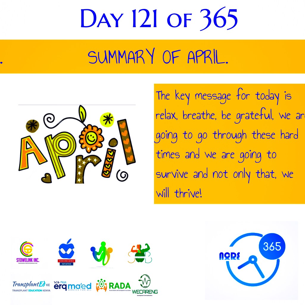NCDS 365: DAY 118 – DAY 121 MENTAL HEALTH CARE AND SUMMARY OF&nbsp;APRIL