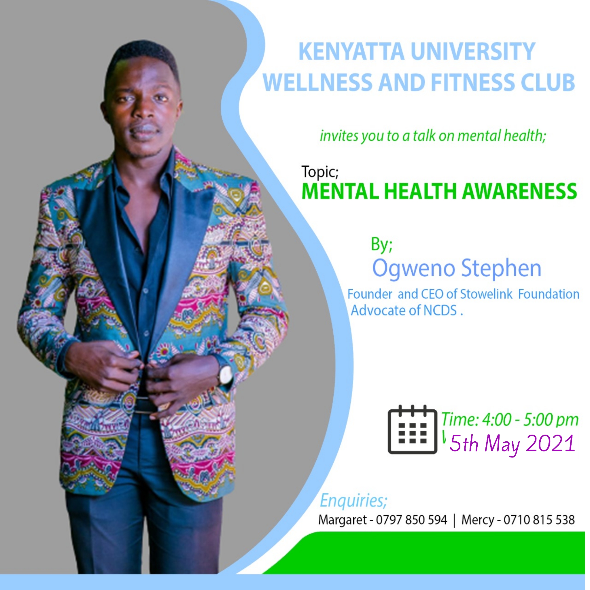 STOWELINK INVITED TO TALK ABOUT MENTAL HEALTH AND PHYSICAL ACTIVITY.