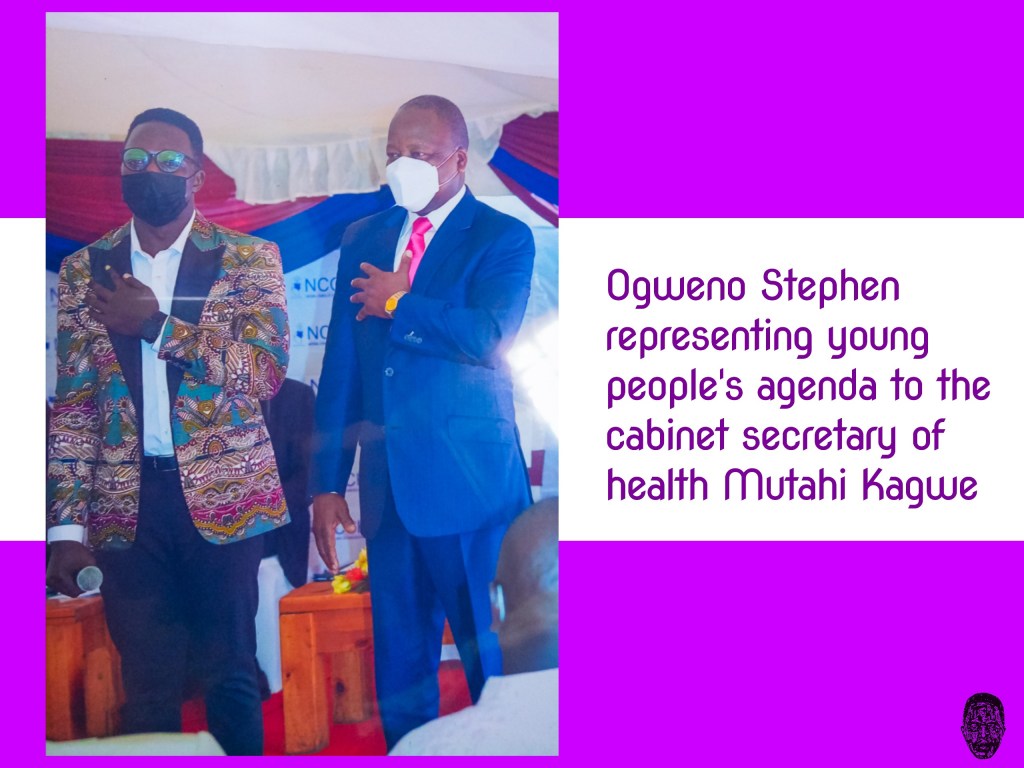 OGWENO STEPHEN REPRESENTING YOUNG PEOPLE’S NCDS AGENDA TO (THE MINISTER) CABINET SECRETARY OF HEALTH MUTAHI&nbsp;KAGWE